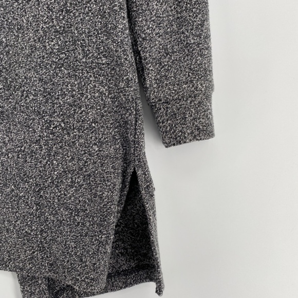 Reitmans Cardigan Womens Small Open Front Side Pockets Hood Black Grey Long - Picture 12 of 13